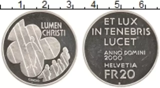 Монета 20 франков Швейцарии 2000 года Серебро Новое тысячелетие