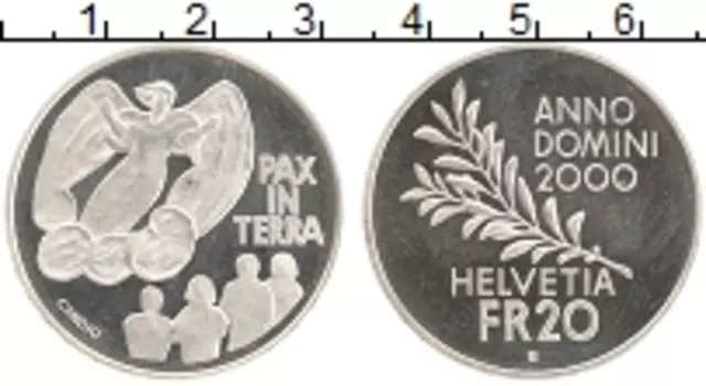 Монета 20 франков Швейцарии 2000 года Серебро Новое тысячелетие