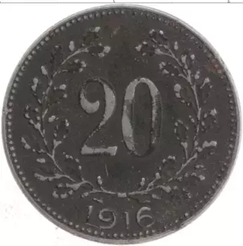 Монета 20 геллеров Австрии 1916 года Железо