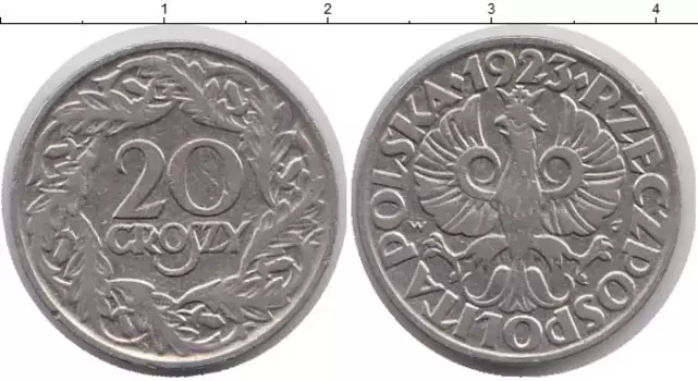 Монета 20 грош Польши 1923 года Медно-никель