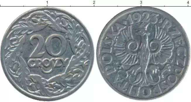 Монета 20 грош Польши 1923 года Медно-никель