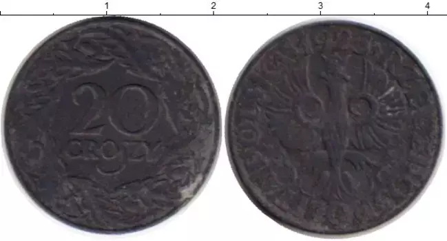 Монета 20 грош Польши 1923 года Цинк