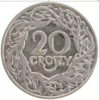 Монета 20 грош Польши 1923 года Медно-никель Герб