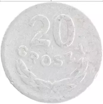 Монета 20 грош Польши 1949 года Алюминий