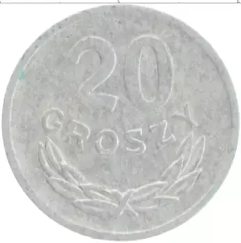 Монета 20 грош Польши 1972 года Алюминий