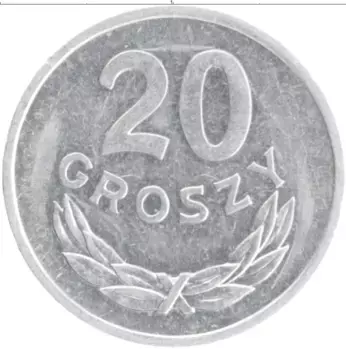 Монета 20 грош Польши 1977 года Алюминий