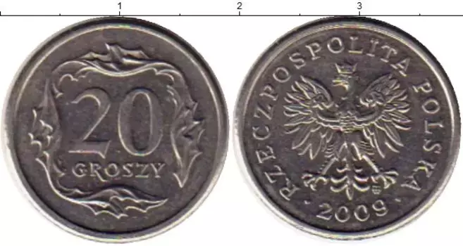 Монета 20 грош Польши 2009 года Медно-никель