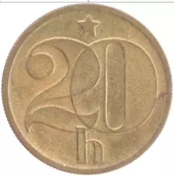 Монета 20 хеллеров Чехословакии 1973 года Бронза