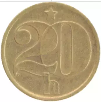 Монета 20 хеллеров Чехословакии 1978 года Бронза