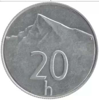 Монета 20 хеллеров Словакии 1997 года Медно-никель