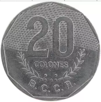 Монета 20 колон Коста-Рики 1983 года Медно-никель