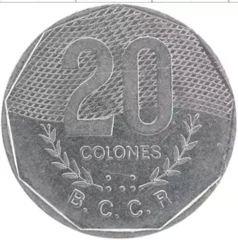 Монета 20 колон Коста-Рики 1983 года Медно-никель