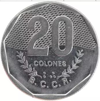 Монета 20 колон Коста-Рики 1985 года Медно-никель