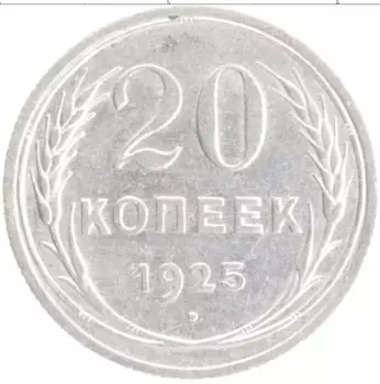 Монета 20 копеек СССР 1925 года Серебро