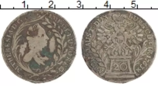 Монета 20 крейцеров Австрии 1763 года Серебро Мария Терезия