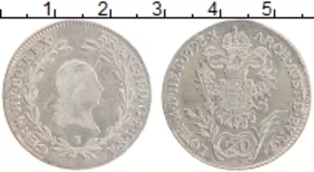 Монета 20 крейцеров Австрии 1793 года Серебро Франциск II
