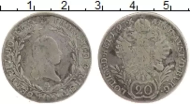 Монета 20 крейцеров Австрии 1797 года Серебро Франц II