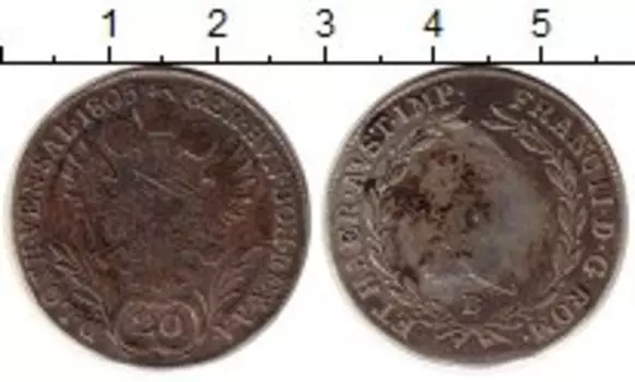 Монета 20 крейцеров Австрии 1805 года Серебро Франц II