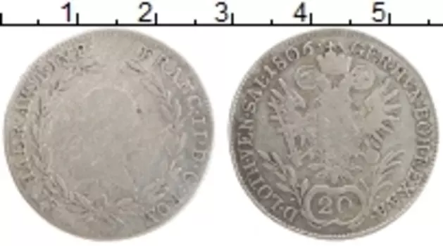 Монета 20 крейцеров Австрии 1806 года Серебро Франц II