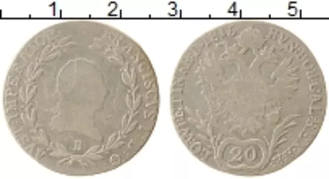 Монета 20 крейцеров Австрии 1815 года Серебро Франц I
