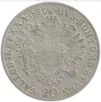 Монета 20 крейцеров Австрии 1832 года Серебро Франциск I