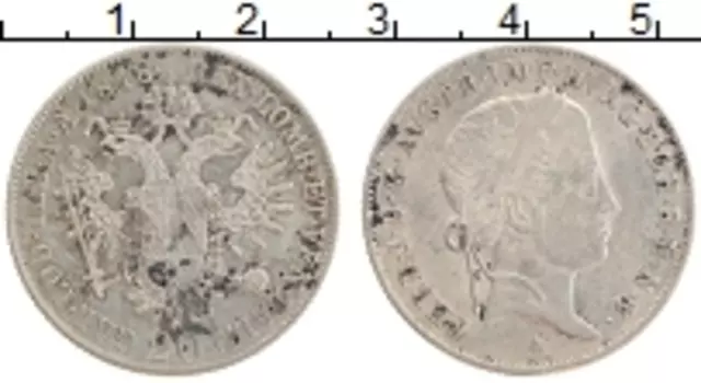 Монета 20 крейцеров Австрии 1848 года Серебро Фердинанд I