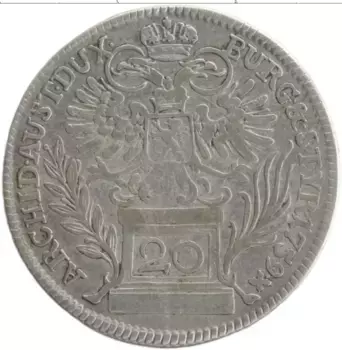 Монета 20 крейцеров Богемии и Моравии 1759 года Серебро Мария Терезия