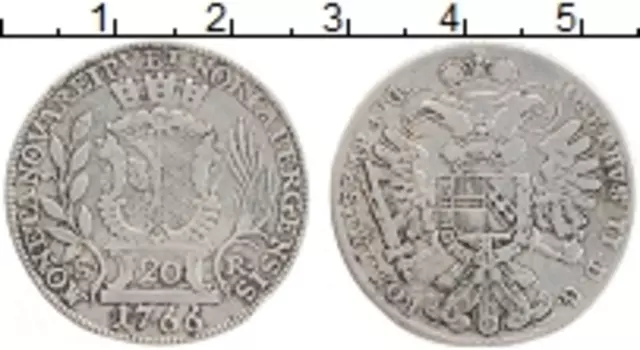 Монета 20 крейцеров Нюрнберга 1766 года Серебро Иосиф II