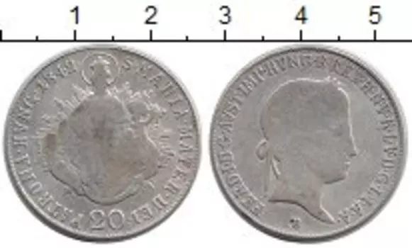 Монета 20 крейцеров Венгрии 1842 года Серебро Фердинанд I
