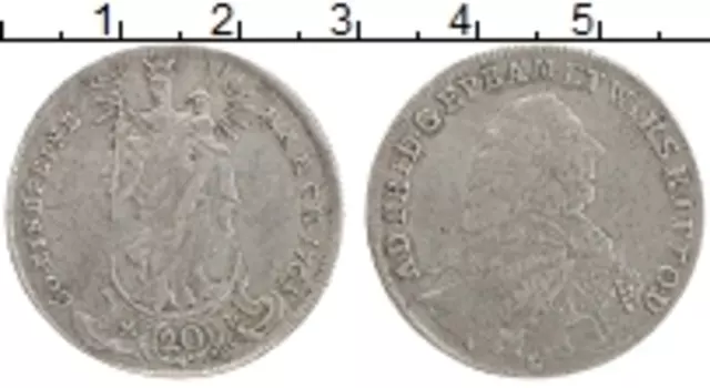 Монета 20 крейцеров Вюрцбурга 1764 года Серебро L/MP