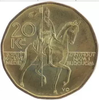 Монета 20 крон Чехии 2004 года Латунь