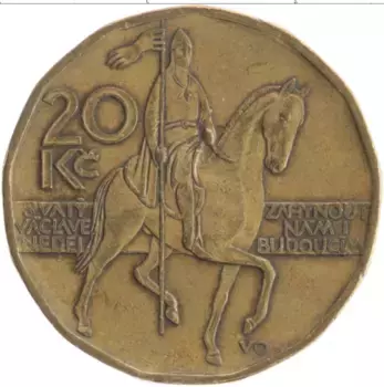 Монета 20 крон Чехии 2004 года Латунь