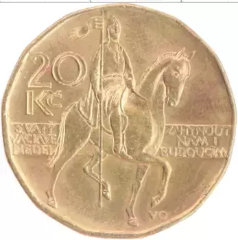 Монета 20 крон Чехии 2014 года Латунь