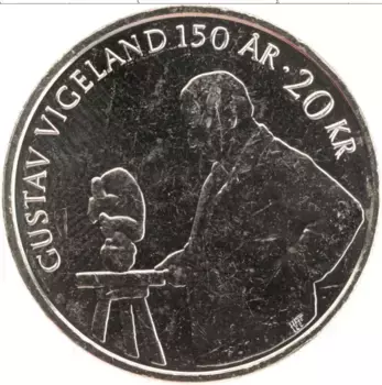 Монета 20 крон Норвегии 2019 года Медно-никель 150 лет со дня рождения Густава Вигеланда