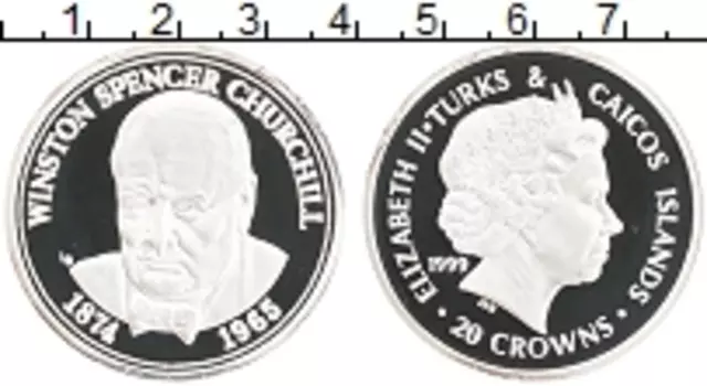 Монета 20 крон Теркc и Кайкоса 1999 года Серебро Елизавета II