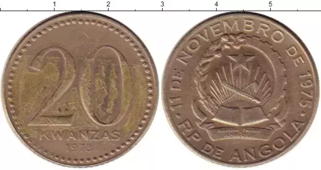 Монета 20 кванза Анголы 1978 года Медно-никель