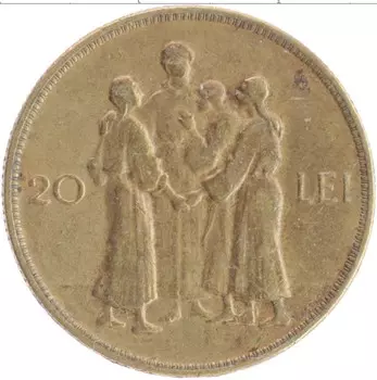 Монета 20 лей Румынии 1930 года Бронза Михай I