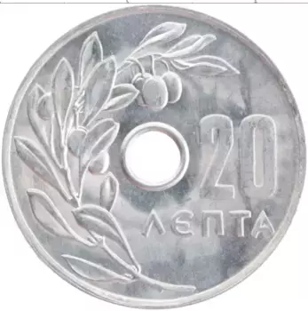 Монета 20 лепт Греции 1969 года Алюминий