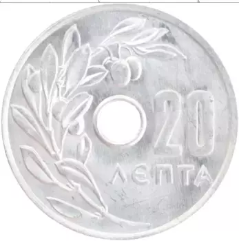 Монета 20 лепт Греции 1969 года Алюминий