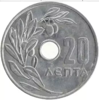 Монета 20 лепт Греции 1969 года Алюминий