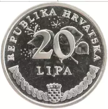 Монета 20 лип Хорватии 1993 года Медно-никель