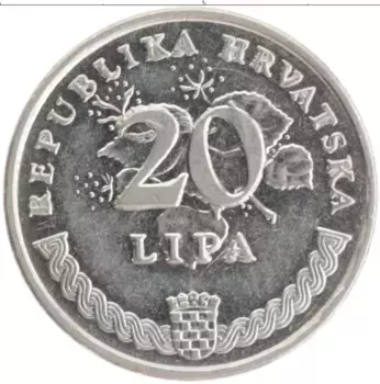 Монета 20 лип Хорватии 1993 года Медно-никель