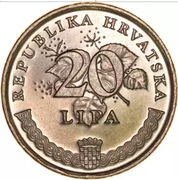 Монета 20 лип Хорватии 1995 года Медно-никель 50 лет ФАО
