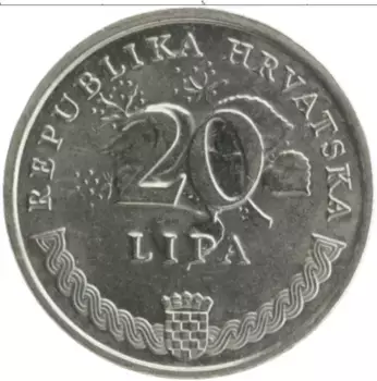 Монета 20 лип Хорватии 2007 года Медно-никель