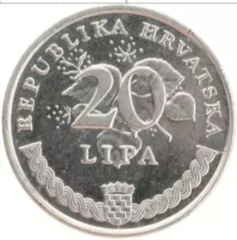Монета 20 лип Хорватии 2009 года Медно-никель