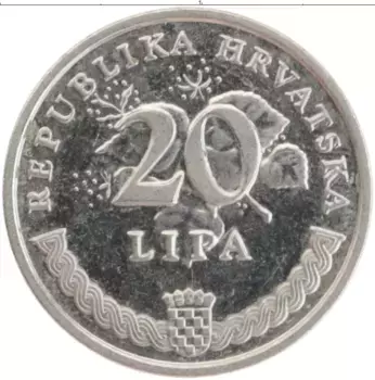 Монета 20 лип Хорватии 2010 года Медно-никель Чётный год