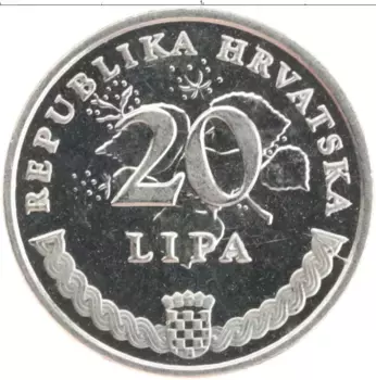 Монета 20 лип Хорватии 2015 года Медно-никель
