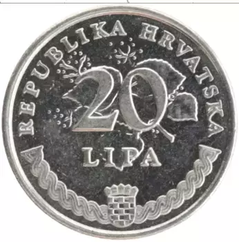 Монета 20 лип Хорватии 2015 года Медно-никель