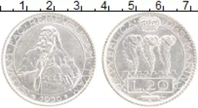 Монета 20 лир Сан-Марино 1936 года Серебро