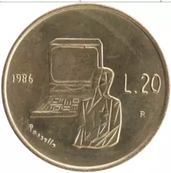 Монета 20 лир Сан-Марино 1986 года Бронза Технологии